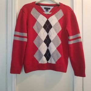 Tommy Hilfiger Boys Red Argyle Sweater Size 6